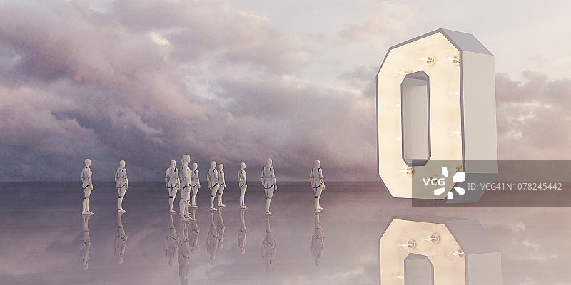 观看零的机器人人群图片素材