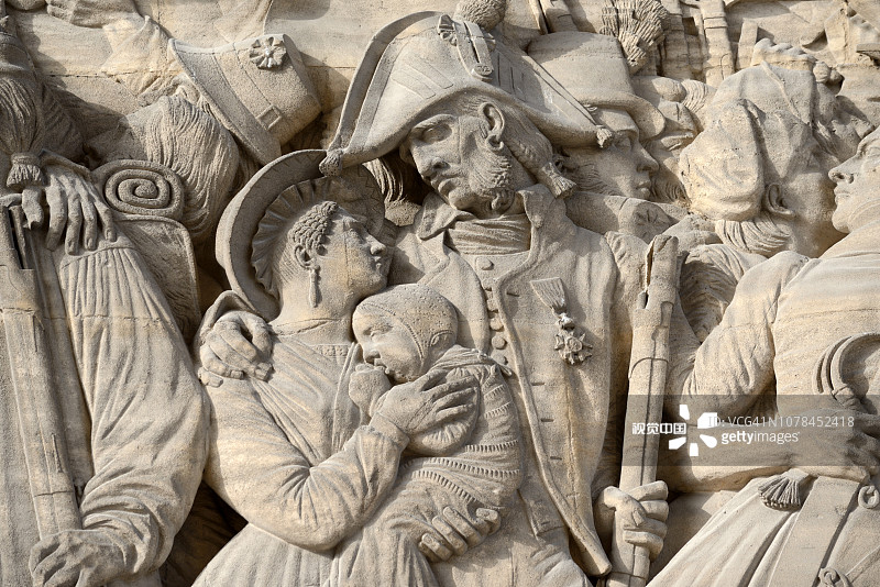 马赛艾克斯门凯旋门或胜利纪念碑上的浅浮雕图片素材