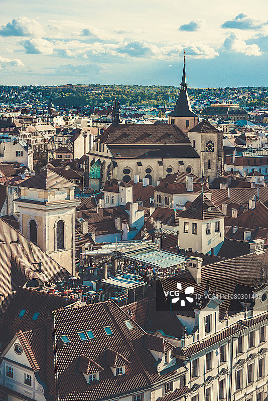 布拉格市著名老城广场航拍图片素材