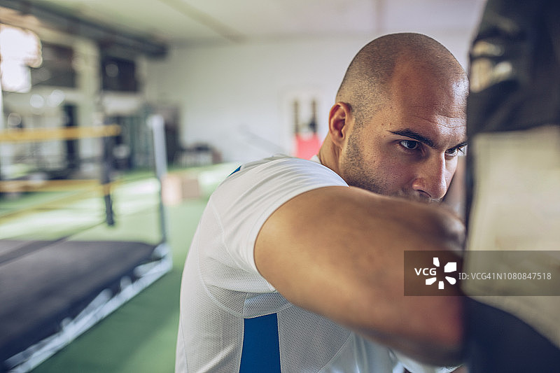 年轻拳击手训练图片素材