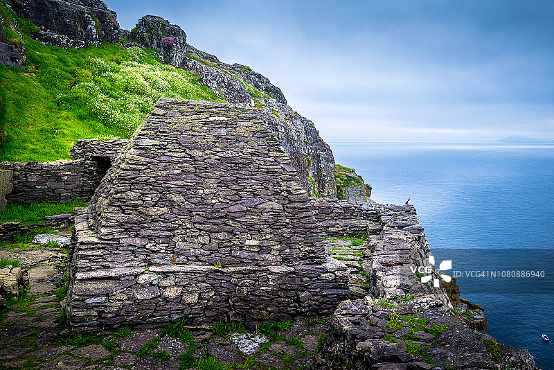 爱尔兰芒斯特省凯里郡斯凯利格群岛：基督教修道院遗址，联合国教科文组织世界遗产图片素材