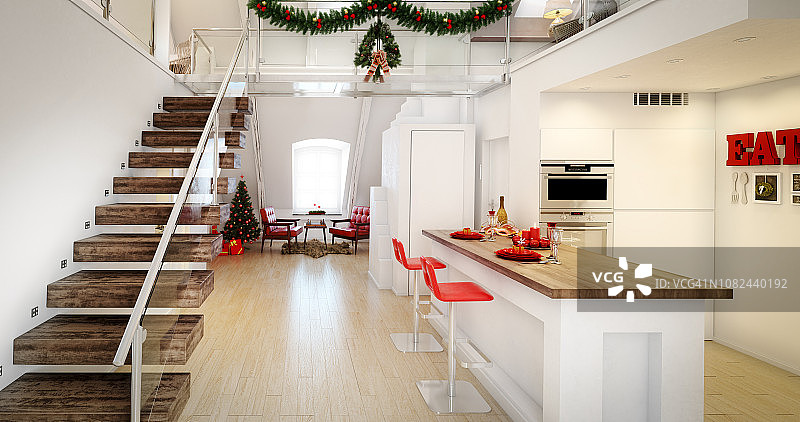 圣诞阁楼室内设计图片素材
