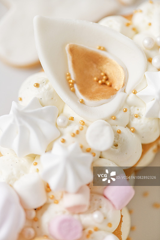 独角兽数字蛋糕特写图片素材