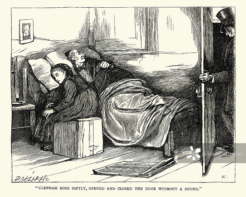 狄更斯《小多丽》：克伦南轻轻起身，开关门图片素材
