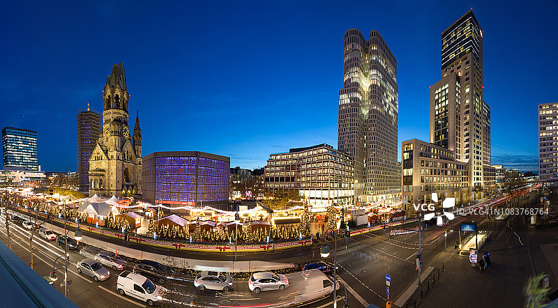 柏林布赖特施德广场圣诞市场全景（德国）图片素材