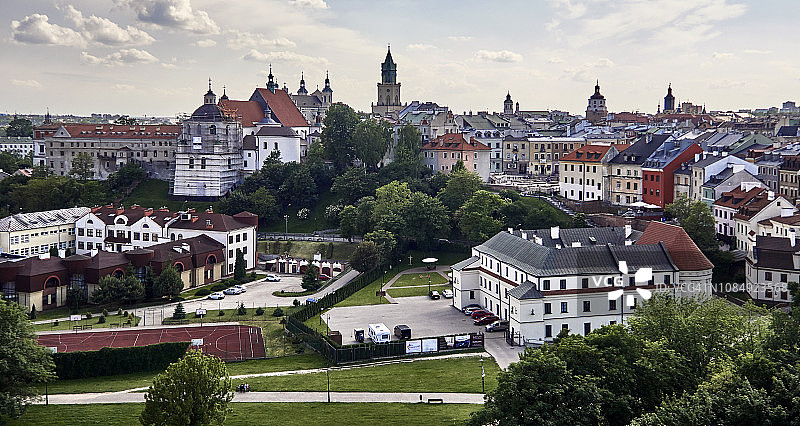 波兰卢布林古城鸟瞰景色图片素材
