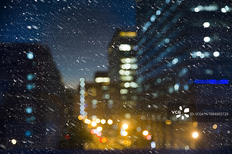 夜晚雪景城市抽象背景图片素材