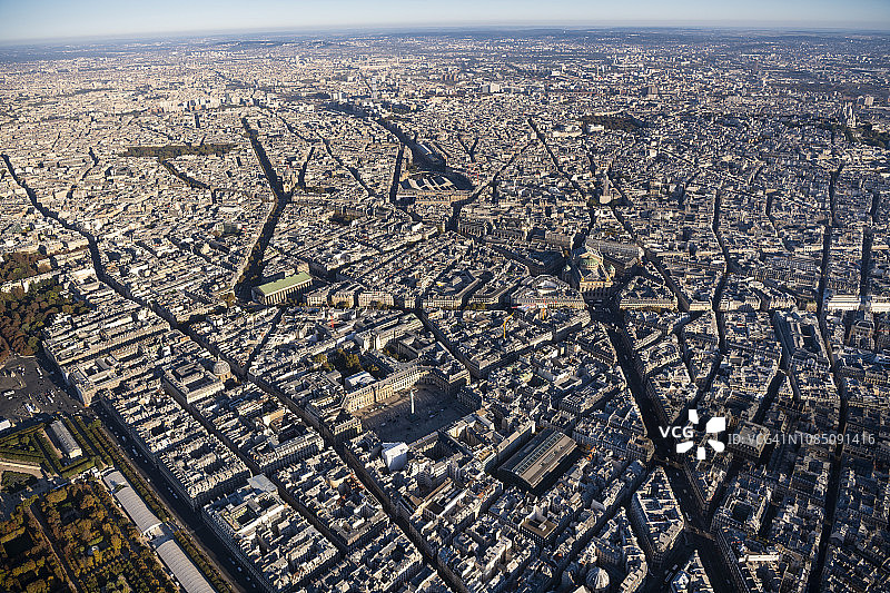 法国巴黎市中心航拍日景图片素材