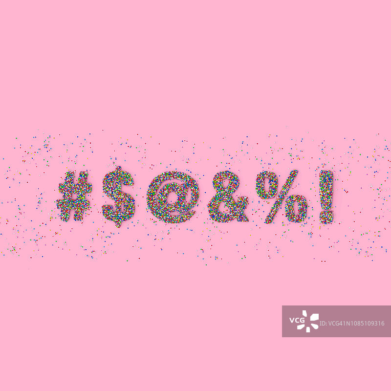 粉色背景上的糖屑脏话符号图片素材