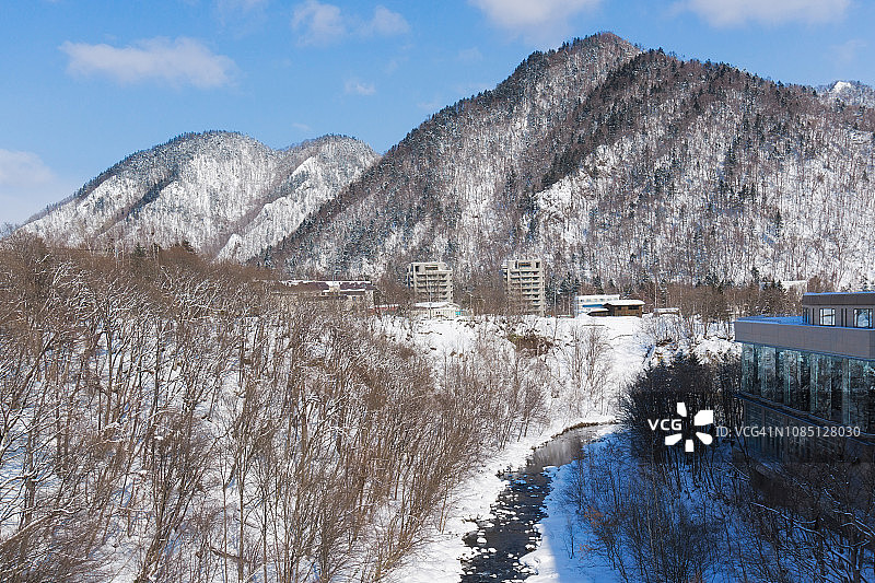 日本定山溪温泉冬季景色图片素材