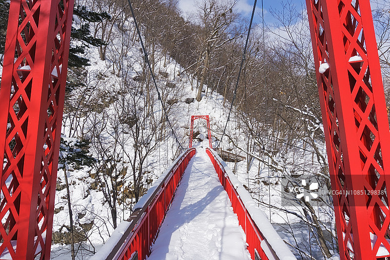 日本定山溪温泉冬季景色图片素材