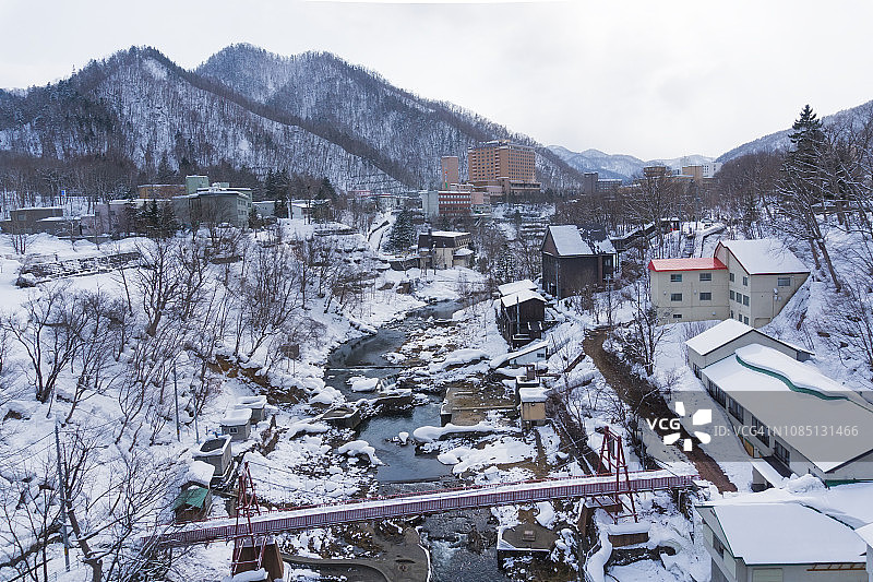 日本定山溪温泉冬季景色图片素材