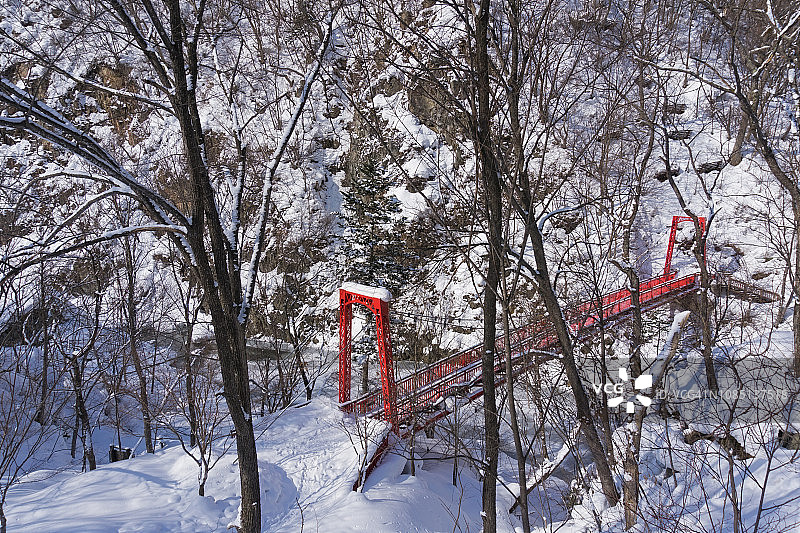 日本定山溪温泉冬季景色图片素材