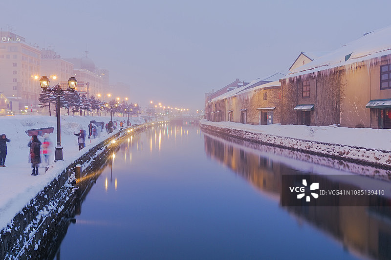 冬季的中国北海道小樽运河图片素材