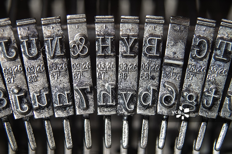 打字机字杆特写图片素材