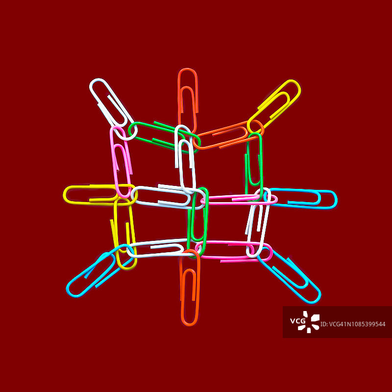 用红色回形针展示社交网络图片素材