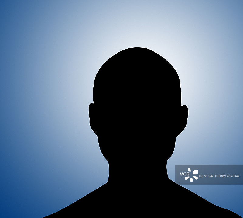 蓝色背景上的头部轮廓图片素材