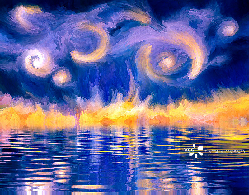 水面倒映的夜空图片素材