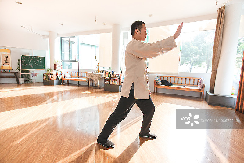 传统太极拳杨式动作：掤和挤图片素材