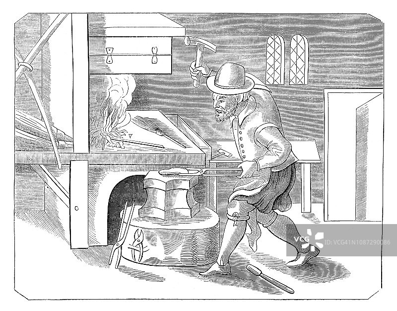 16世纪的铁匠锻铁图片素材