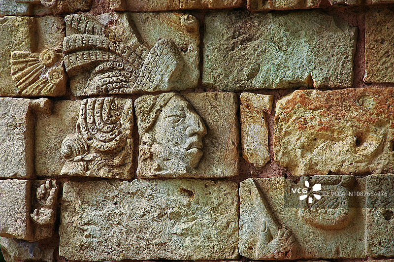 洪都拉斯科潘古玛雅雕刻特写图片素材