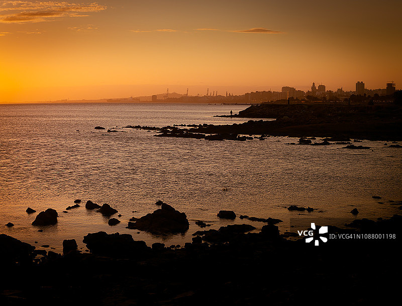 乌拉圭蒙得维的亚海岸线日落图片素材