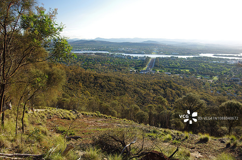澳大利亚堪培拉艾恩斯利山俯瞰伯利格里芬湖图片素材