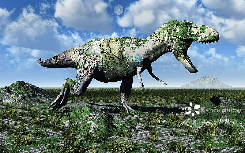 变成石头的霸王龙图片素材