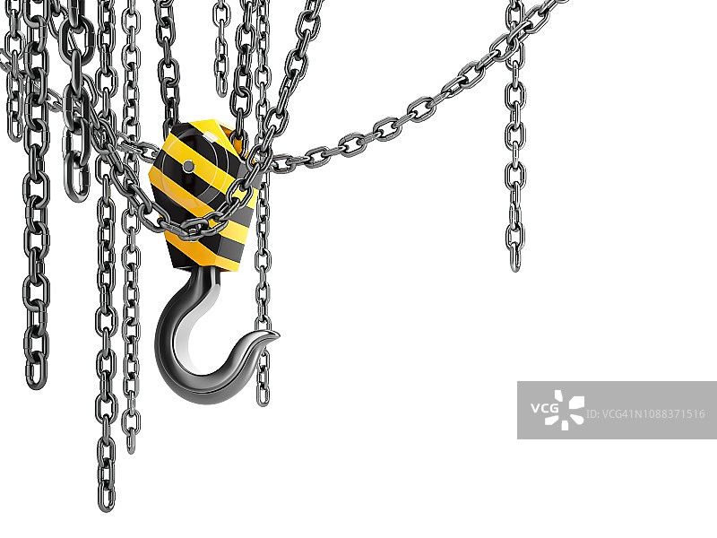 带链条的起重机吊钩插画图片素材