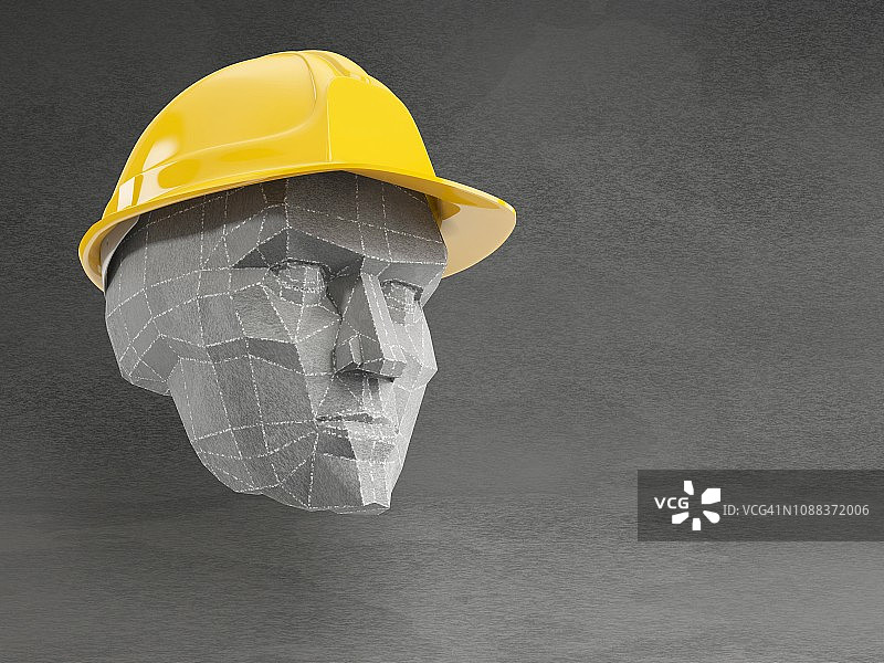 戴安全帽的头部插画图片素材