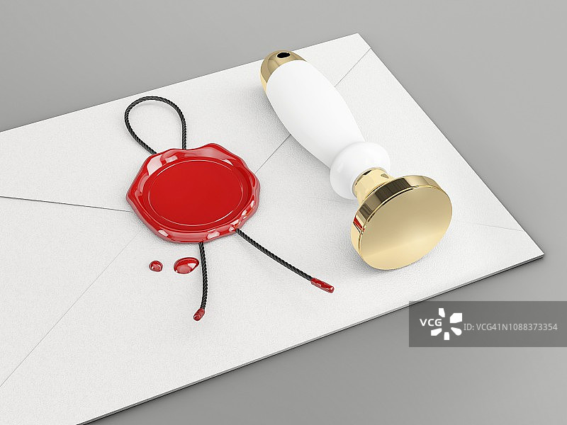 信封上的火漆印插画图片素材