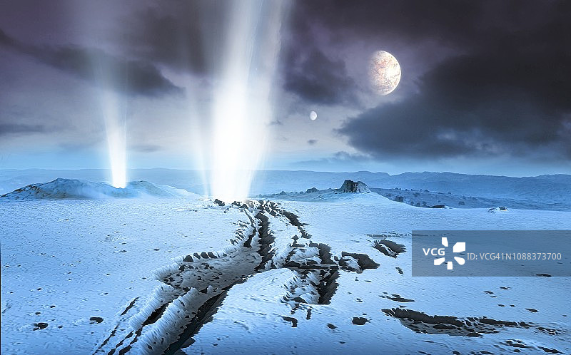 系外冰世界的间歇泉，插图图片素材