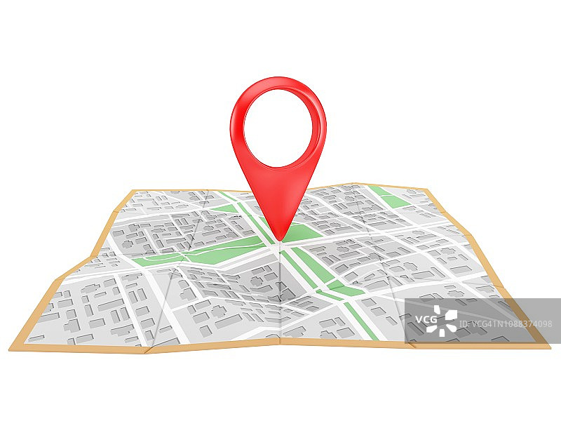 城市地图上的位置图钉，插图图片素材
