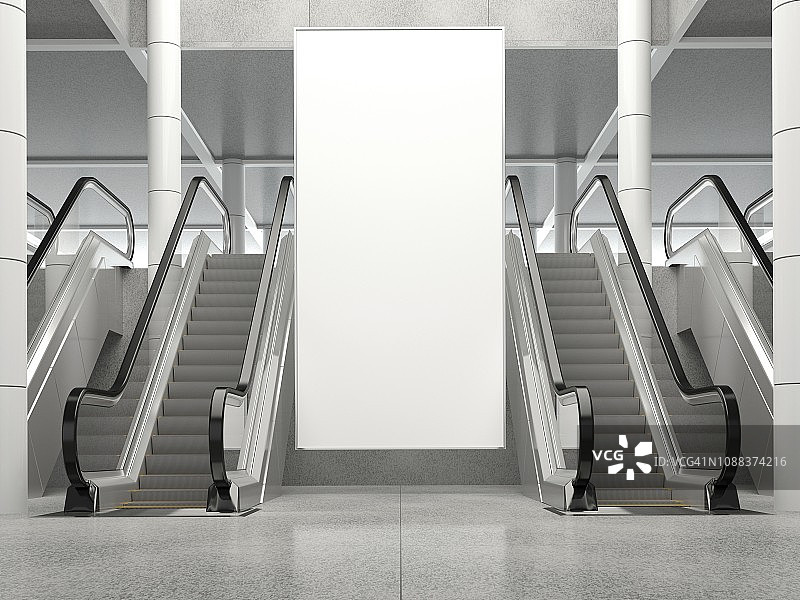 广告牌和自动扶梯插画图片素材