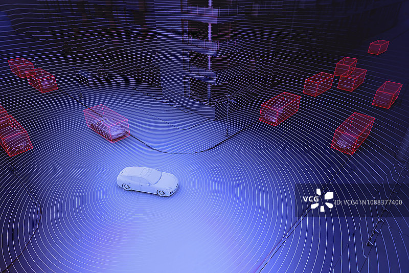 自动驾驶汽车插图图片素材