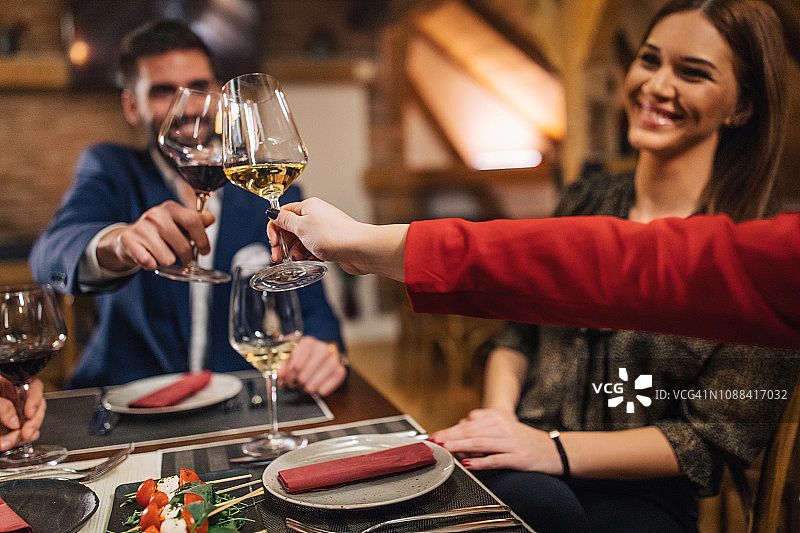 朋友们在晚餐前喝酒图片素材