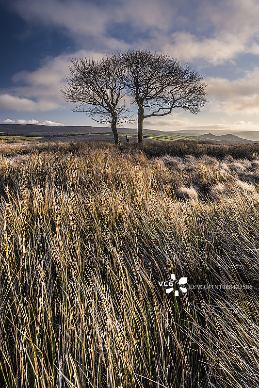 库克斯顿山日出：英国峰区图片素材