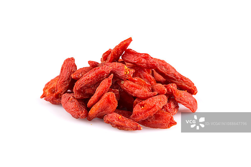 白色背景上的中国枸杞特写图片素材