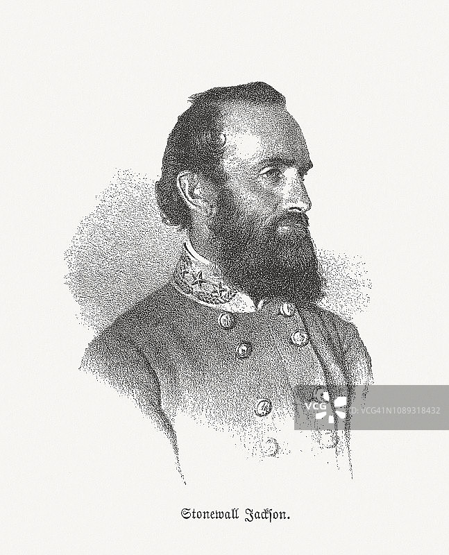 美国内战时期的南方邦联将军斯通沃尔·杰克逊（1824-1863）图片素材