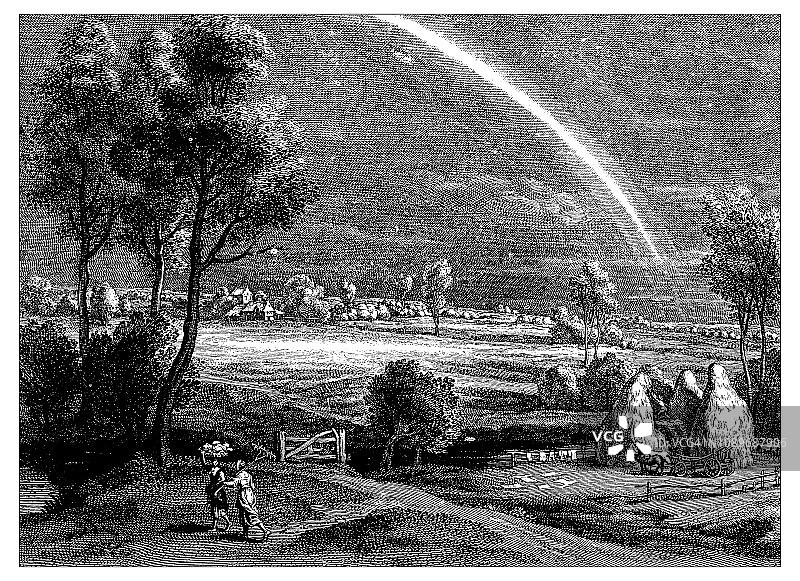 古董艺术雕刻插画：鲁本斯 - 彩虹图片素材