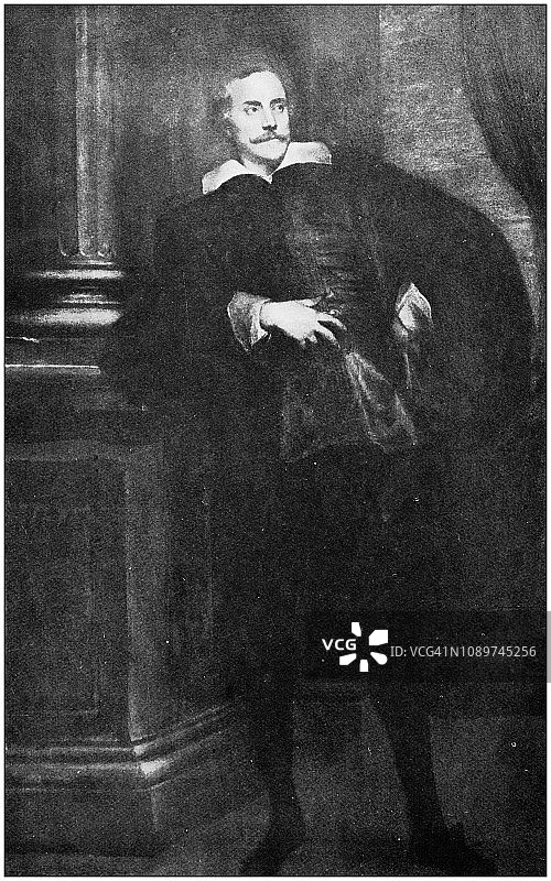 复古艺术绘画插画：安东尼·范·戴克爵士-男人图片素材