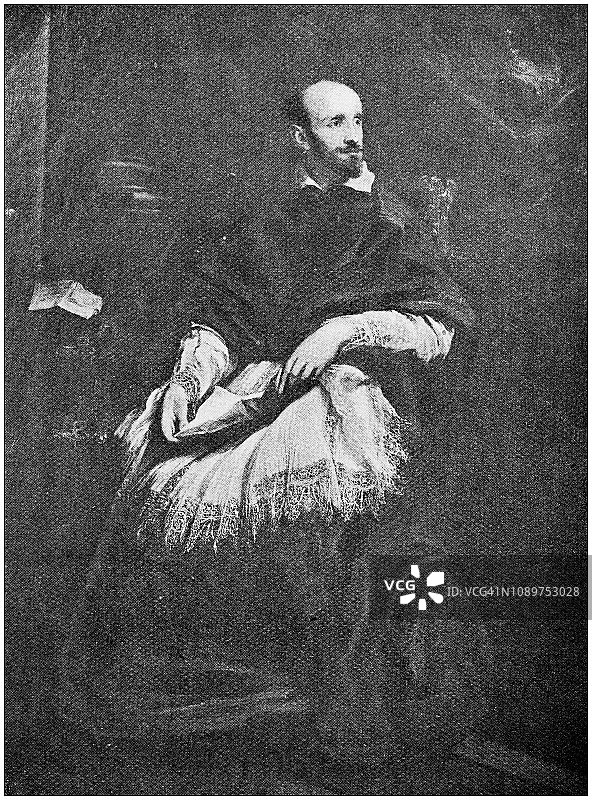 古董艺术绘画插画：凡·戴克 - 本蒂沃利奥红衣主教图片素材