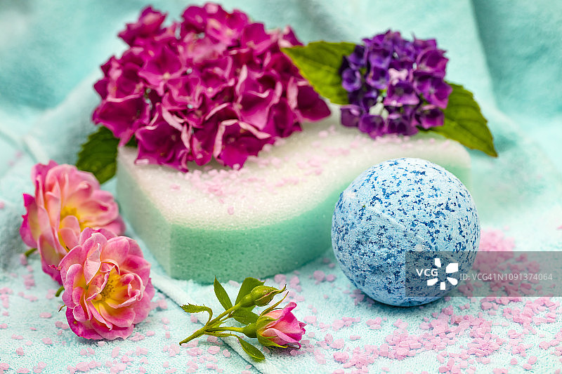 含浴球的SPA组合、沐浴SPA配件图片素材