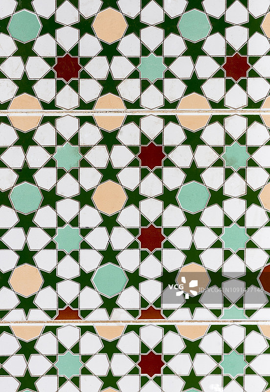 摩洛哥马拉喀什麦地那的马赛克细节图片素材