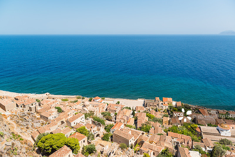 希腊爱琴海的莫奈姆瓦夏古镇图片素材