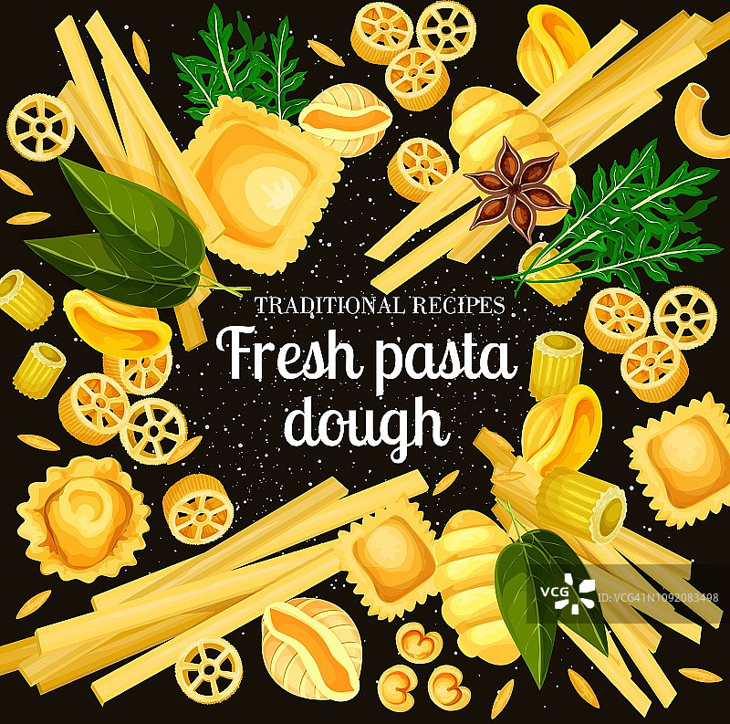 意式意大利面面团和烹饪香料图片素材