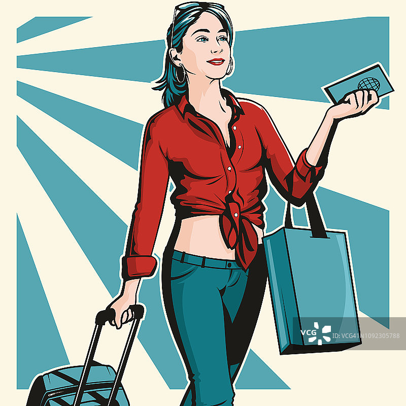 波普艺术旅行女人图片素材