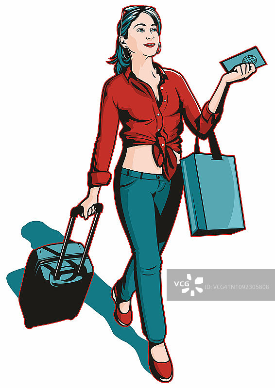 波普艺术旅行女人图片素材