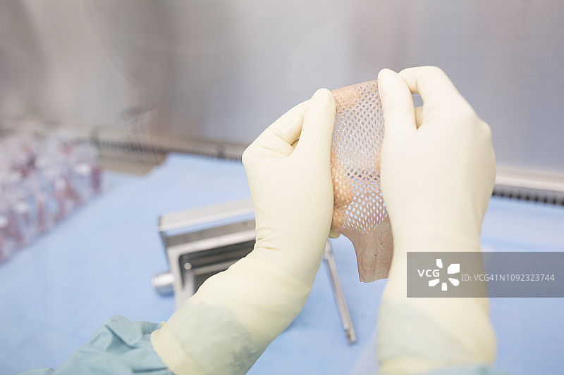 科研人员在实验室处理皮肤移植图片素材