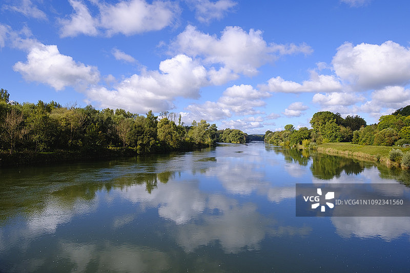 德国巴伐利亚多瑙河-里斯地区莱希河入多瑙河河口图片素材